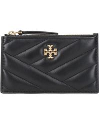 Tory Burch - Accessoires ,Zwart ,Leer Zwarte Nappa Chevron Gewatteerde Portemonnee - Lyst