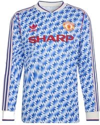 adidas - Fitness ,Blauw ,Polyester Mufc 90 Second Kit Lange Mouwen T-Shirt - Lyst