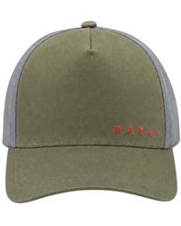 Marni - Accessoires ,Groen ,Katoen Logo Cap - Lyst