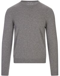 Fedeli - Grauer baby-kaschmir-pullover rundhalsausschnitt - Lyst
