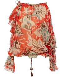 Etro - Eénschouderige Zijden Top Met Bloemenmotief - Lyst