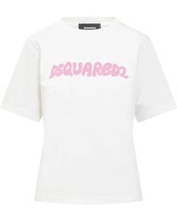 DSquared² - Witte Logo Print T-Shirt - Lyst