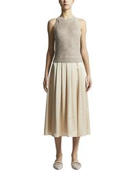 Peserico - Leinenkleid Mit Materialmix Und Pailletten - Lyst