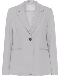 Kaffe - Jassen ,Grijs ,Grijze Melange Blazer Met Klassieke Kraag - Lyst