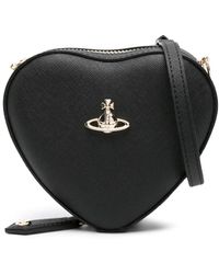 Vivienne Westwood - Borsa nera in ecopelle a forma di cuore con placca orb - Lyst