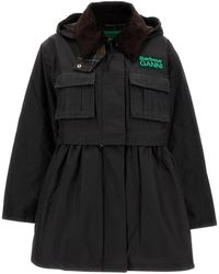 Barbour - Jassen ,Zwart ,Katoen Peplum Waxed Jacket - Lyst