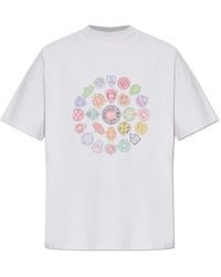 Balenciaga - Tops ,Wit ,Katoen T-Shirt Met Kleurrijke Print - Lyst