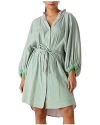 Pom - Seersucker Jurk - Lyst