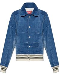 KENZO - Jassen ,Blauw ,Denim Vintage-Effect Denim Jacket - Lyst