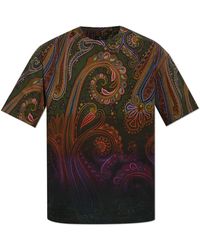 Etro - Tops ,Bruin ,Katoen Bedrukt T-Shirt - Lyst