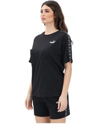 PUMA - Tops ,Zwart ,Zwarte Tape T-Shirt En Polo - Lyst