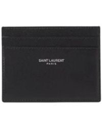 Saint Laurent - Zwarte Leren Kaarthouder Portemonnee - Lyst