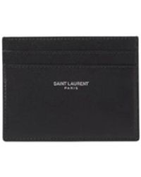 Saint Laurent - Zwarte Leren Kaarthouder Portemonnee - Lyst