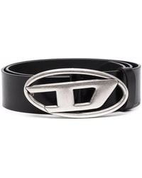 DIESEL - Vegetable Leather Belt With D Logo Buckle - Lyst
