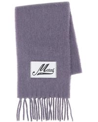Marni - Accessoires ,Paars ,Geborstelde Alpaca Sjaal - Lyst