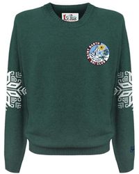 MC2 Saint Barth - Grüner pullover mit logo patch und print - Lyst