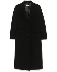 Alberto Biani - Zwarte Wollen Jas Met Pieklapels - Lyst