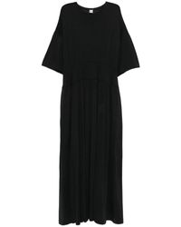 TOTEME - Jurk Met Korte Mouwen En Plooien, Midi-Lengte - Lyst