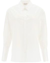 Alexander McQueen - Camisa de algodón blanca para mujeres - Lyst