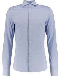Profuomo - Overhemden ,Blauw ,Katoen Japanese Knitted Slim Fit Jersey Shirt - Lyst