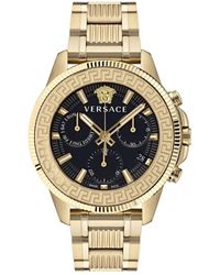 Versace - Accessoires ,Geel ,Greca Action Chronograph Horloge - Lyst