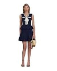 Self-Portrait - Peplum Pointelle Gebreide Mini Jurk - Lyst
