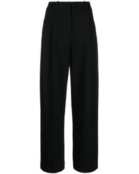 Emporio Armani - Pantalones negros de talle alto plisados - Lyst