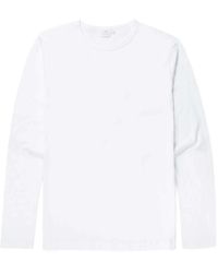 Sunspel - Tops ,Wit ,Katoen Klassiek T-Shirt Met Lange Mouwen - Lyst