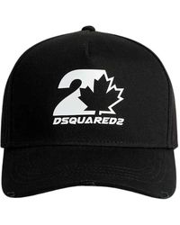 DSquared² - Cappello in gabardine di cotone con stampa logo - nero - Lyst