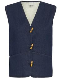 Ichi - Jassen ,Blauw ,Denim Ihhiramo Wa2 Vest - Lyst
