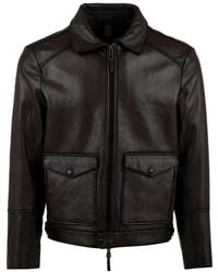 The Jack Leathers - Jassen ,Bruin ,Leren Jassen Met Dubbele Ritssluiting En Voorzakken - Lyst