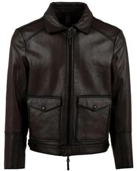 The Jack Leathers - Jassen ,Bruin ,Leren Jassen Met Dubbele Ritssluiting En Voorzakken - Lyst