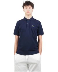 Lacoste - Tops ,Blauw ,Katoen Klassieke Pasvorm Blauwe Polo Met Korte Mouwen - Lyst