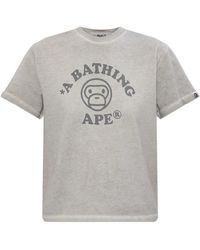 A Bathing Ape - Tops ,Grijs ,Katoen Logo T-Shirt - Lyst