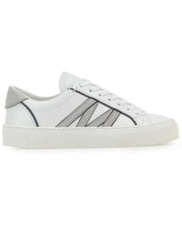 Moncler - Monaco2 Leder- Und Glitzer-Sneakers - Lyst