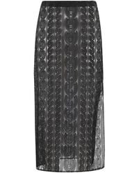 Erika Cavallini Semi Couture - Schwarzer Midi-Rock Mit Transparentem Tüll - Lyst