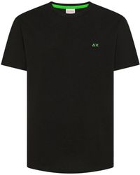 Sun 68 - Tops ,Zwart ,Katoen Pique S/S T-Shirt - Lyst