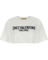 Valentino - Tops ,Wit ,Katoen T-Shirt Met Print - Lyst