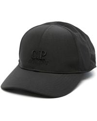 C.P. Company - Schwarze bestickte logo gebogener schirm kappe - Lyst