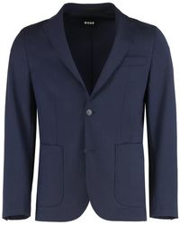 HUGO - Jassen ,Blauw ,Wol Slim Fit Blazer - Lyst
