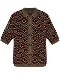AllSaints - Overhemden ,Groen ,Katoen Morena Cardigan Met Korte Mouwen En Kraag - Lyst