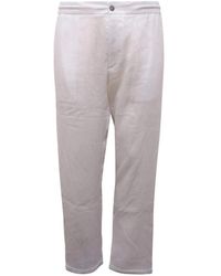 Alpha Studio - Leinenhose Mit Kordelzug - Lyst