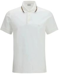Burberry - Tops ,Wit ,Katoen Polo Shirt Van Katoen Met Geruite Kraag - Lyst