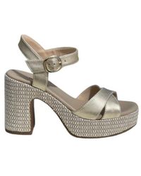 Nero Giardini - Metallische Leder Blockabsatz Sandalen - Lyst