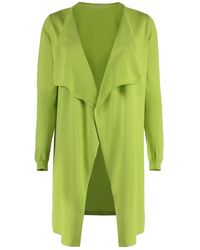 Malo - Truien & Vesten ,Groen ,Katoen Zijde Katoen Gebreid Vest Shawl Kraag - Lyst