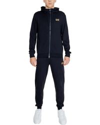 EA7 - Schwarzer baumwoll-sweatuit herbst/winter kollektion - Lyst