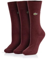 Lacoste - Ondergoed ,Rood ,Katoen Sokken 3-Pack Met Borduursel - Lyst
