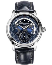 Frederique Constant - Uomo - Fc-718Nwm4H6 - Manufacture Worldtimer 42mm GMT Leather Strap - Lyst