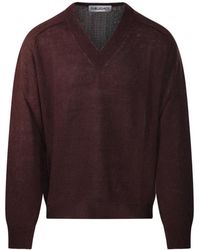 Our Legacy - Truien & Vesten ,Bruin ,Linnen Rue V-Neck Sweater - Lyst