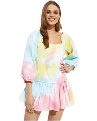 LoveShackFancy - Kleurrijke Tie-Dye Mini Jurk - Lyst